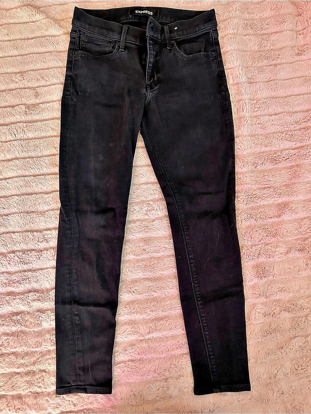 Express Mid Rise Legging Jeans Black Waist 4